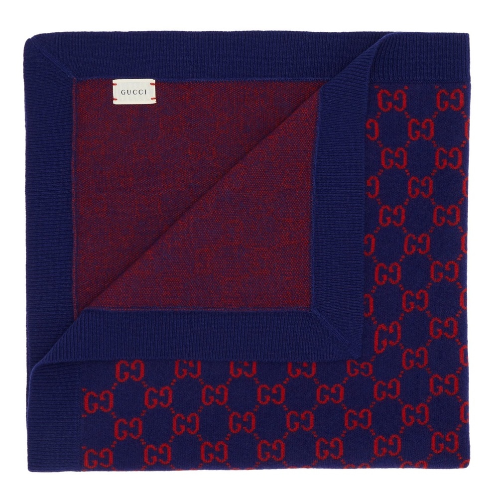 Gucci Baby GG Wool blanket Red and Blue